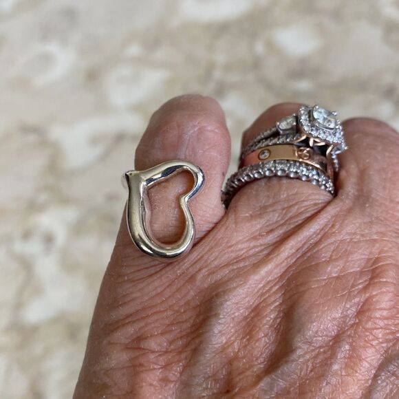 Tiffany & Co. Elsa Peretti Open Heart Ring Sterling Silver - Picture 1 of 10